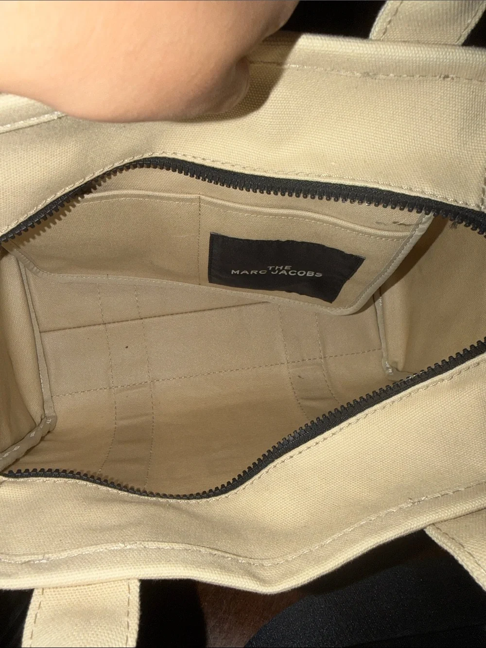 Marc Jacobs Canvas The Tote Bag in Beige with Black Strap